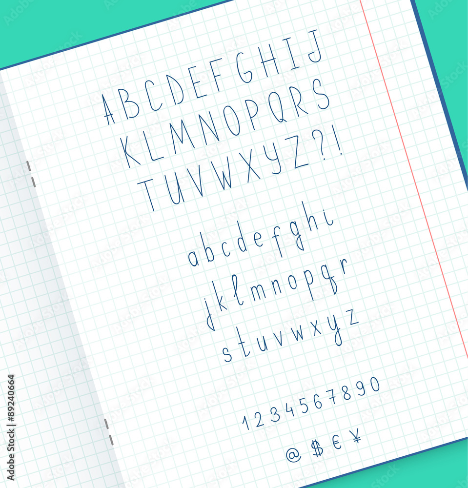 Poster Template notebook with font handmade. Mock up