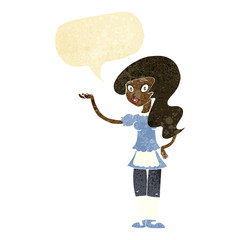 cartoon waitress with speech bubble