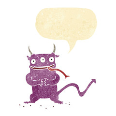 cartoon little demon with speech bubble