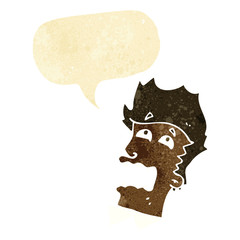 cartoon frightened man with speech bubble