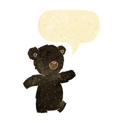 cartoon black bear with speech bubble