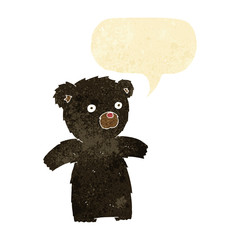 cartoon black bear with speech bubble