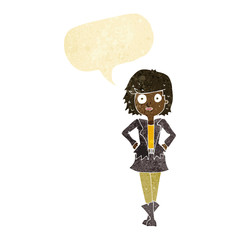 Obraz na płótnie Canvas cartoon girl in jacket with speech bubble