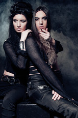 Romantic portrait of young gothic couple