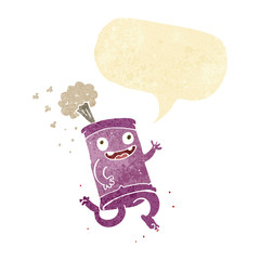 cartoon crazy soda can with speech bubble