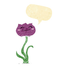 cartoon flower with speech bubble