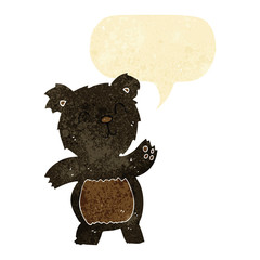 cartoon black bear with speech bubble