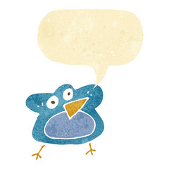 funny cartoon robin with speech bubble