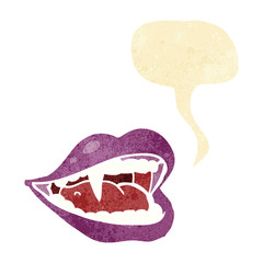cartoon vampire mouth with speech bubble