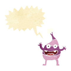 cartoon funny creature with speech bubble