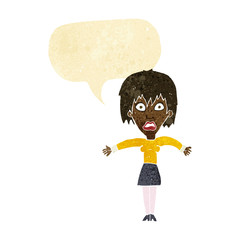 Obraz na płótnie Canvas cartoon shocked woman with speech bubble