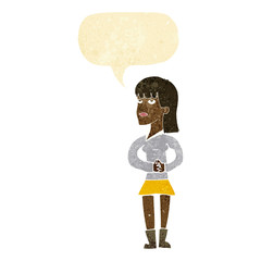 cartoon woman waiting with speech bubble