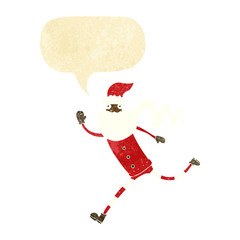 Obraz na płótnie Canvas cartoon running santa with speech bubble