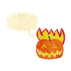 cartoon pumpkin with speech bubble