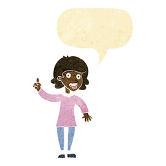 cartoon woman with idea with speech bubble