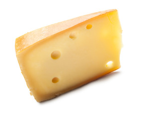 Piece of cheese isolated over white background