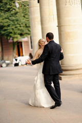 Happy bride and groom on their wedding