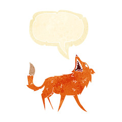 cartoon snapping fox with speech bubble