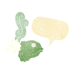 cartoon smelly old fish head with speech bubble