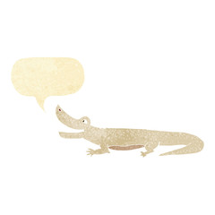 cartoon happy crocodile with speech bubble