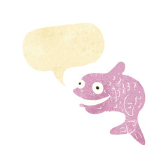 cartoon happy fish with speech bubble