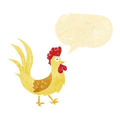 cartoon cockerel with speech bubble
