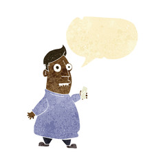 cartoon nervous man with tickets with speech bubble
