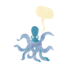 cartoon giant octopus with speech bubble