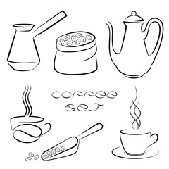 Set of black Coffee Elements for your design