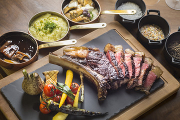 Grilled meat and vegetables