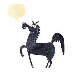 funny cartoon horse with speech bubble