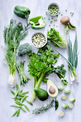Assorted green vegetables