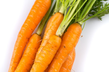 fresh carrots isolated on white background