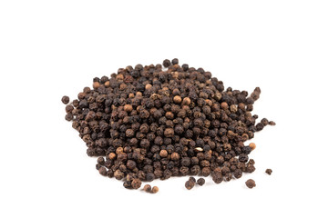 Black pepper was placed on a white background