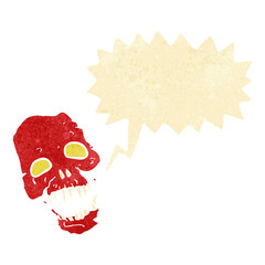 cartoon scary skull with speech bubble