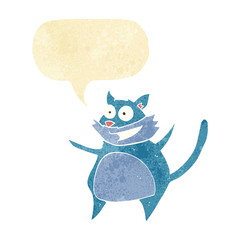 funny cartoon cat with speech bubble