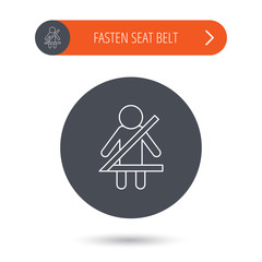 Fasten seat belt icon. Human silhouette sign.