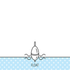 Fishing float icon. Bobber in waves sign.