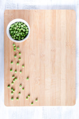 Overhead view of vegetable on wooden board