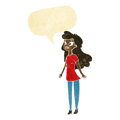 cartoon pretty girl with speech bubble