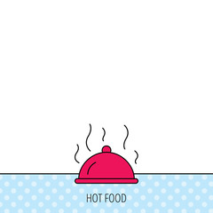 Fototapeta premium Restaurant cloche icon. Hot food sign.