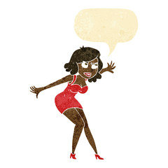 cartoon female spy with speech bubble