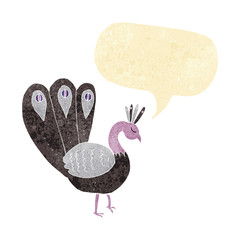 cartoon peacock with speech bubble