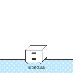 Nightstand icon. Bedroom furniture sign.