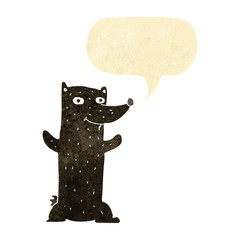cartoon black bear with speech bubble