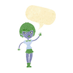 cartoon vampire girl with speech bubble