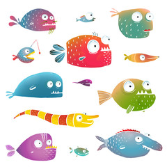 Cartoon Fish Collection for Kids Design
