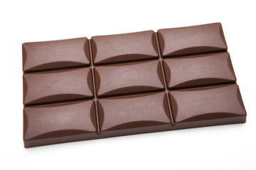 Chocolate bars over white background