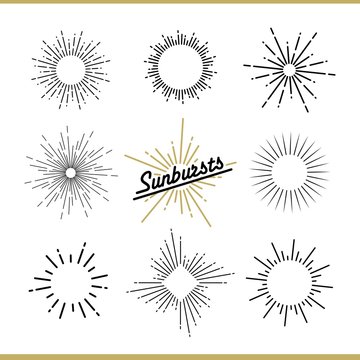 Set of sunburst design elements for badges, logos and labels