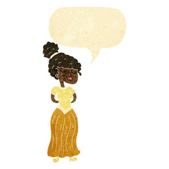 cartoon pretty victorian woman with speech bubble